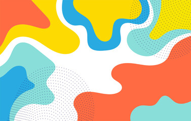 Colorful abstract pop art pattern background with wave and dots. Vector pattern. geometric shapes in trendy memphis style, color wave template and presentation design	