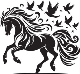 horse silhouette isolated on white