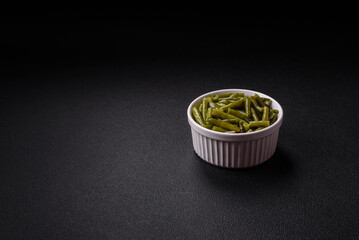 Boiled green bean pods with salt and spices