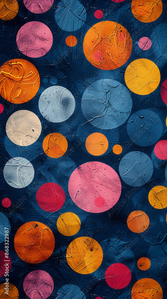 Sticker Abstract Circular Pattern with Blue and Orange Hues