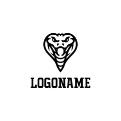 Obraz premium cobra snake logo black white vector design