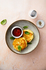 Homemade potato flapjacks with cheese 