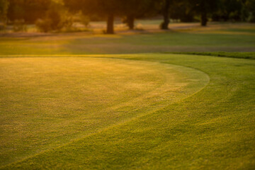 Golf course in green field