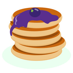 stack of pancakes with berry jam