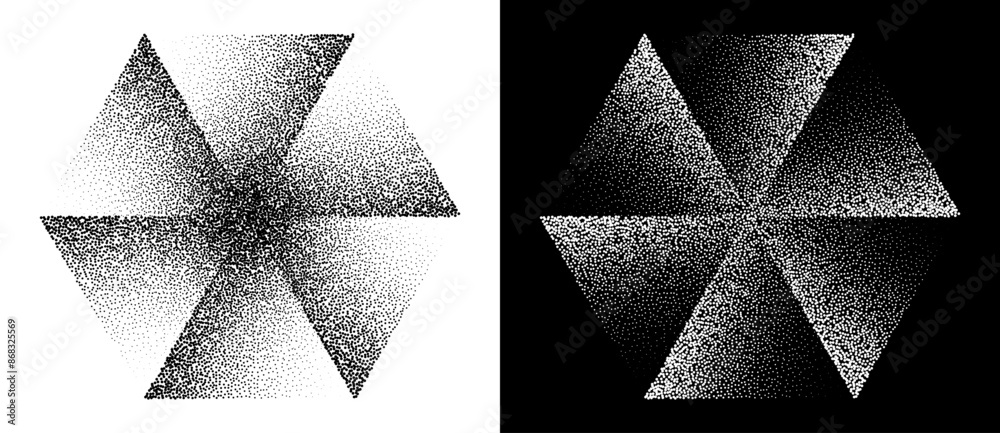 Fototapete modern abstract background with stipple hexagon. spiral dotted logo. black shape on a white backgrou