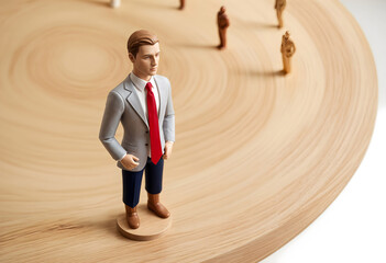 Executive Encompassing Wooden Figurines Illustrating Community Care