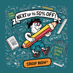 Obraz premium back to school sale banner Adobe Illustrator Artwork EPS10