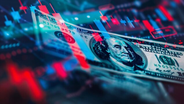 Financial Success Dollar Bill and Stock Market Graph