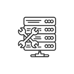 Web Hosting Collection 
outline web icon. Web hosting, servers, CDN, VPN, domains, FTP, internet, backup, SSL, databases and firewalls, and more. Vector illustration