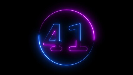 Glowing neon number forty-one  , neon light colorful number of forty-one illustration.  