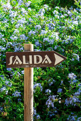 Señalización Rústica de Salida en Jardín Floral