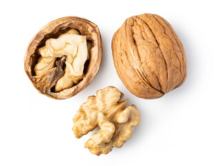 Walnut on white background