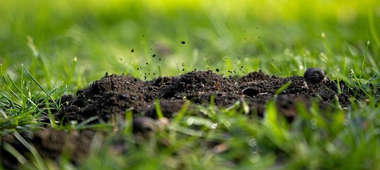 Fototapeta premium Close-Up of Earthworm Activities in Lush Green Grass