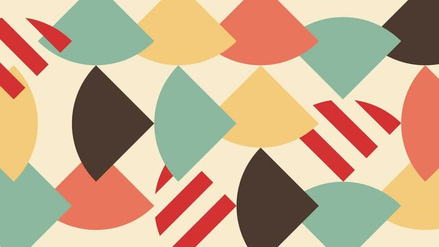Geometric patterns, abstract colorful horizontal background, seamless loop