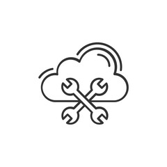 Web Hosting Collection 
outline web icon. Web hosting, servers, CDN, VPN, domains, FTP, internet, backup, SSL, databases and firewalls, and more. Vector illustration