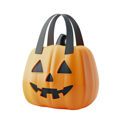 An orange pumpkin Halloween candy bag with a smiling face, perfect for trick-or-treat fun and festive decorations.