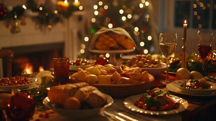 Traditional Christmas Feast: A Festive Holiday Meal Spread
