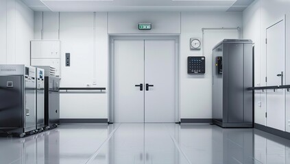 Minimalist Clean White and Gray Laboratory Interior Design