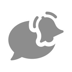 Message bell notification vector icon. Speech bubble, warning and alert symbol.