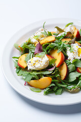 salad, burrata, cheese, mozzarella, peach, summer, 
