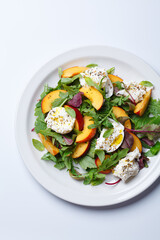 salad, burrata, cheese, mozzarella, peach, summer, 