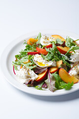 salad, burrata, cheese, mozzarella, peach, summer, 