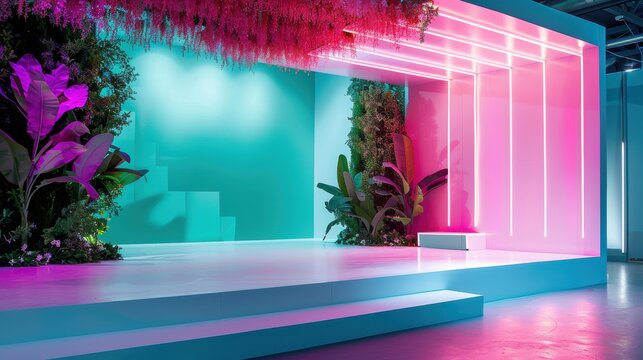 An innovative marketing setup featuring sensory and experiential elements designed to captivate the audience. The scene offers ample copy space for promotional messages.
