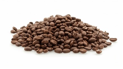 Pile of Roasted Coffee Beans Isolated on White Background