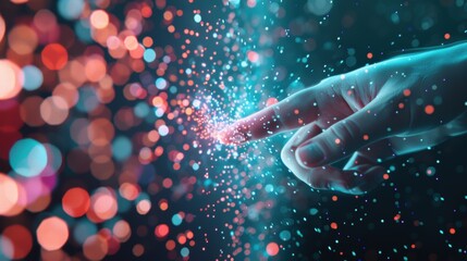 An advanced marketing display showcasing the phygital concept, blending physical and digital interactions, with plenty of copy space for text or graphics.