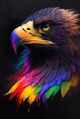 a Bald Eagle portrait in a spectrum of colors of a watercolor photorealistic illustration colorful realistic eagle eyes ai generated