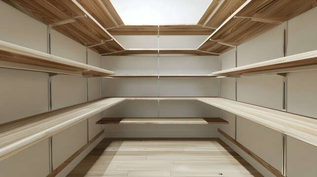 empty corner shelves in a butlers pantry