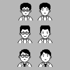 Male pixel art character logo icon vector