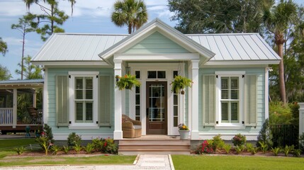 historic cottage with Bahama shutters in soft sage, preserving its heritage while adding a modern twist