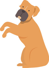 Cartoon illustration of a boxer dog sitting up raising its paws