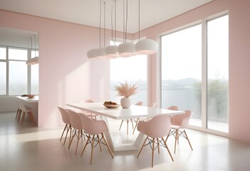 Spacious Pink Dining Area