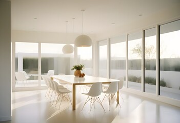Clean and Elegant White Dining Area