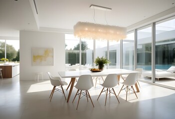 Minimalist White Dining Table Setup