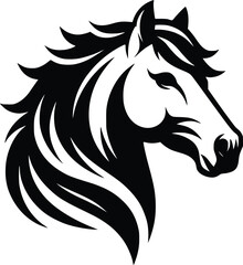 Beautiful Black And White Horse  Silhouette