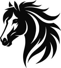 Beautiful Black And White Horse  Silhouette