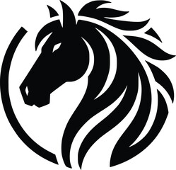 Beautiful Black And White Horse  Silhouette