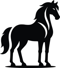 Beautiful Black And White Horse  Silhouette