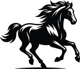 Beautiful Black And White Horse  Silhouette