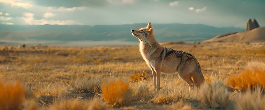 A coyote howls in the distance, its sombre scream resonating throughout the barren terrain.