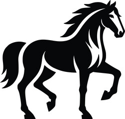 Beautiful Black And White Horse  Silhouette