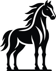 Beautiful Black And White Horse  Silhouette