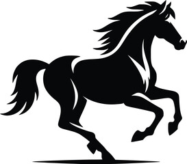 Beautiful Black And White Horse  Silhouette