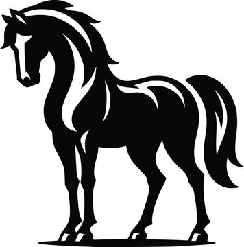 recommend clip art: Beautiful Black And White Horse  Silhouette