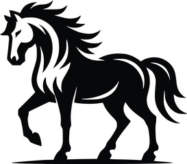 Beautiful Black And White Horse  Silhouette