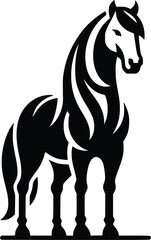 Beautiful Black And White Horse  Silhouette