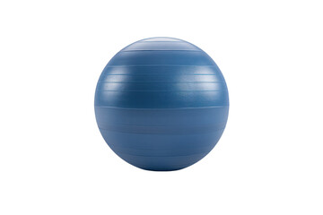 Blue exercise ball isolated on white background. Perfect for yoga, pilates, and general fitness routines. High-quality gym equipment.
